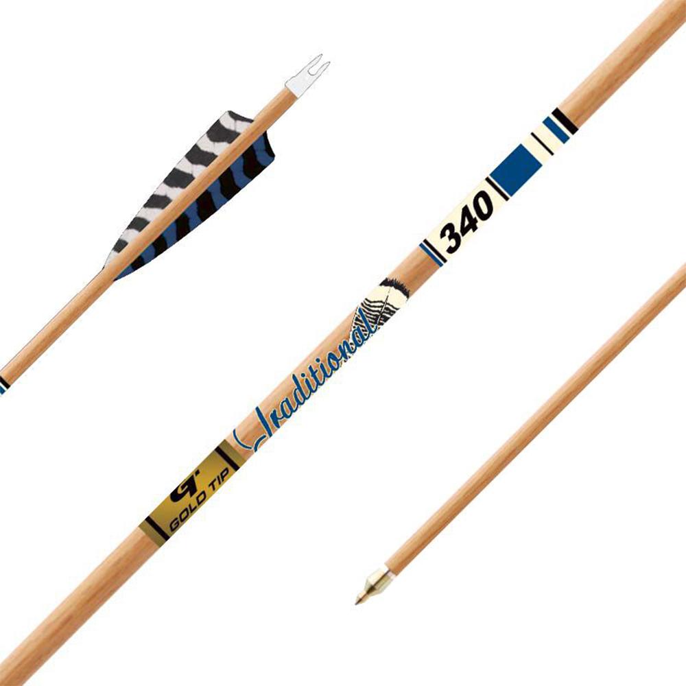 Gold Tip Traditional XT 500 Arrows with 5" Barred Feathers 1/2 Dozen