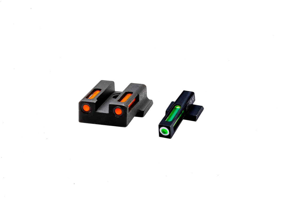 S&W M&P 9EZ Shield Tritium Fiber Optic Sight HIVIZ LiteWave H3 Orange/Green LitePipe with White Front Ring