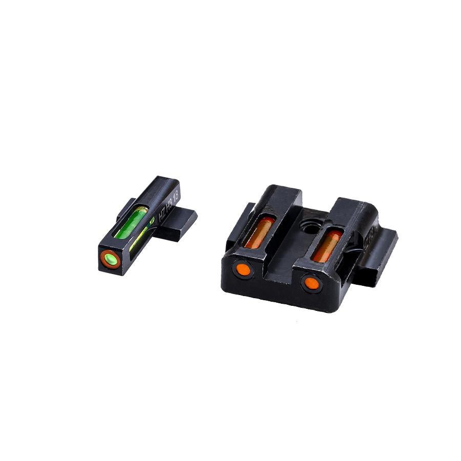 HIVIZ H3 LiteWave Tritium Litepipe Sight Set for S&W M&P Green Front with Orange Ring Orange Rear