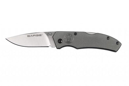 Sarge Knives Gray Electro Lock-Back Folding Knife 440C Stainless