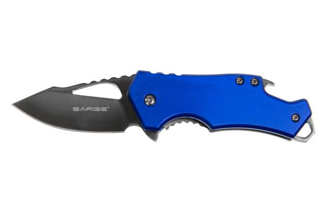 Sarge Knives Blue Fuse Folding Knife 2 3/8" Polished Blade with Bottle Opener