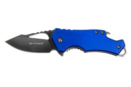 Sarge Knives Blue Fuse Folding Knife 2 3/8" Polished Blade with Bottle Opener