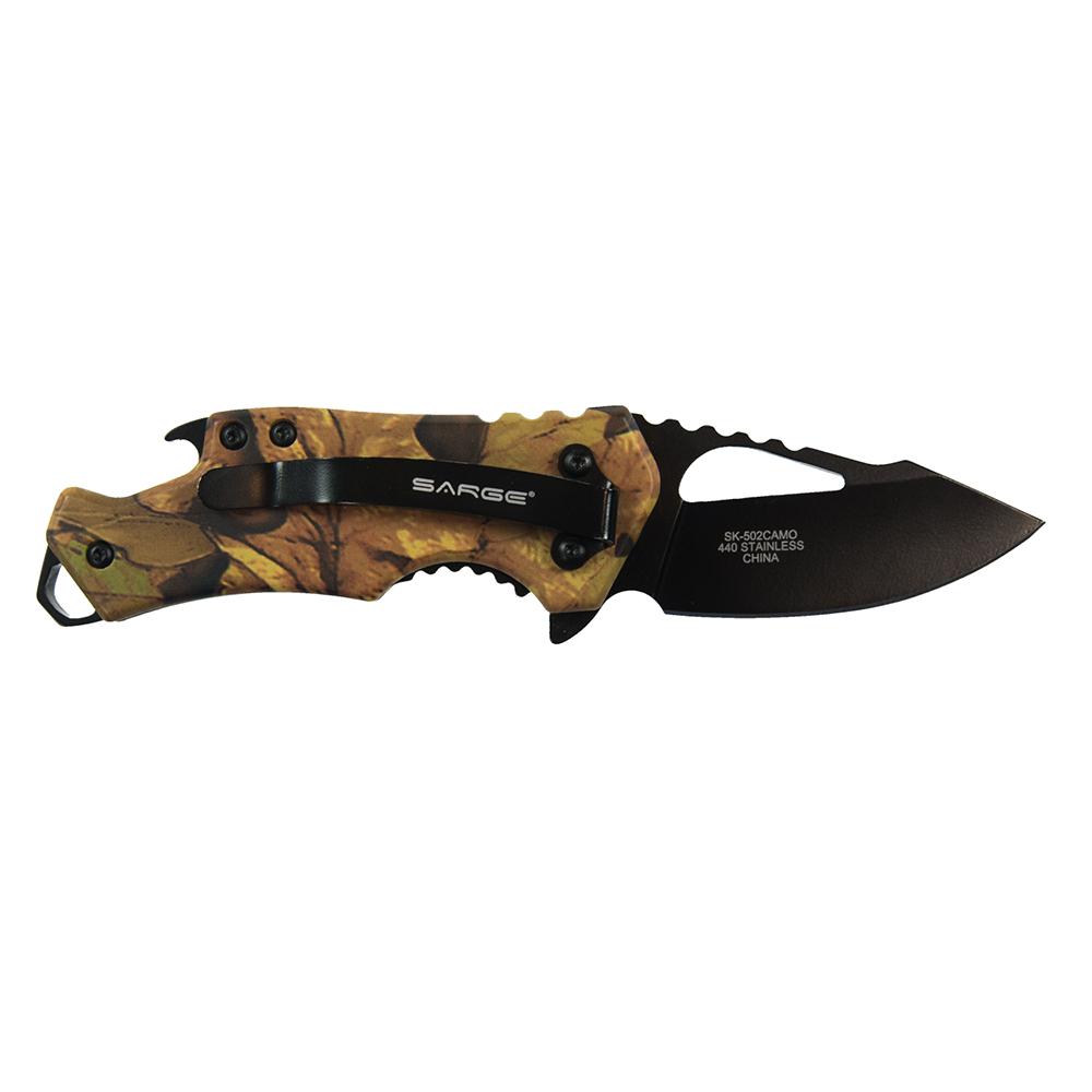 Sarge Knives Fuse Camo Anodized Aluminum Folding Knife 2-3/8" Drop Point