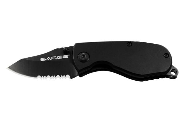 Sarge Knives Black Grunt Liner Lock Tactical Knife - 2.5" 440C Stainless