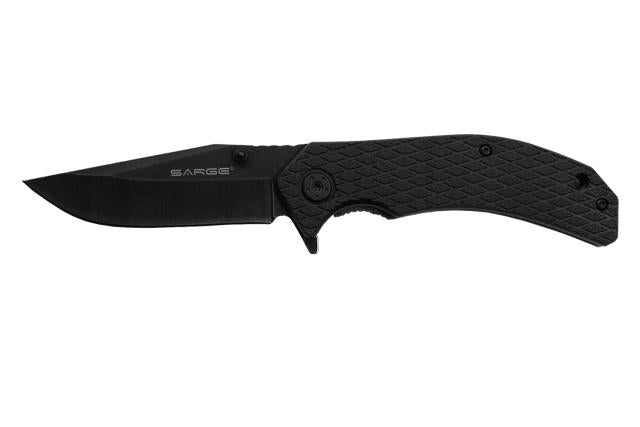 Sarge Knives Shadow Folding Knife 3.5" Stonewashed 440 Steel Swift Assist