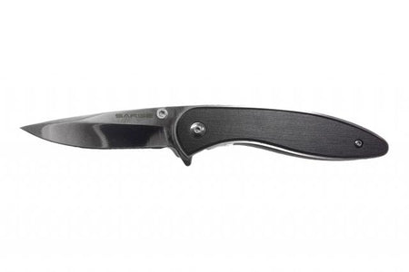 Sarge Knives Black Brushed 3.25" Swift Assist Liner Lock Folding Knife