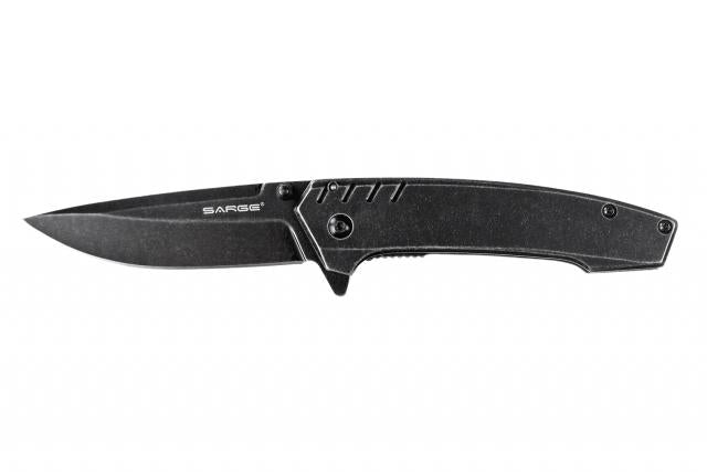 Sarge Stone Stonewash Tactical Frame Lock Folding Knife - Ball Bearing Pivot