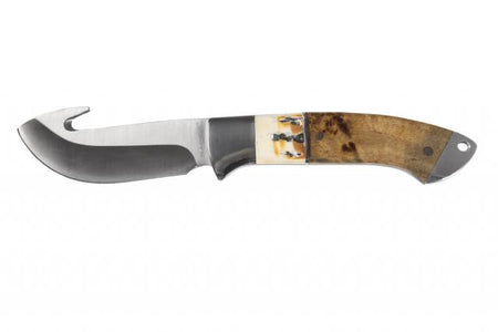 Sarge Terrain Fixed Blade Skinning Knife 3.5" Gut Hook Wood & Stag
