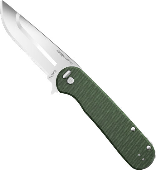 Outdoor Edge VX330BC Razor VX3 3" Green Micarta Stainless Ball-Bearing Folder