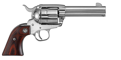 Ruger 5109 Vaquero Medium Frame 357 Mag/38 Special 6rd 4.62" High Gloss Stainless Steel Barrel, Cylinder & Frame, Hardwood Grip, Transfer Bar Safety, Exposed Hammer