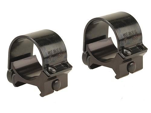 Weaver Aluminum Detachable Top Mount 1" Low Scope Rings in Gloss Black