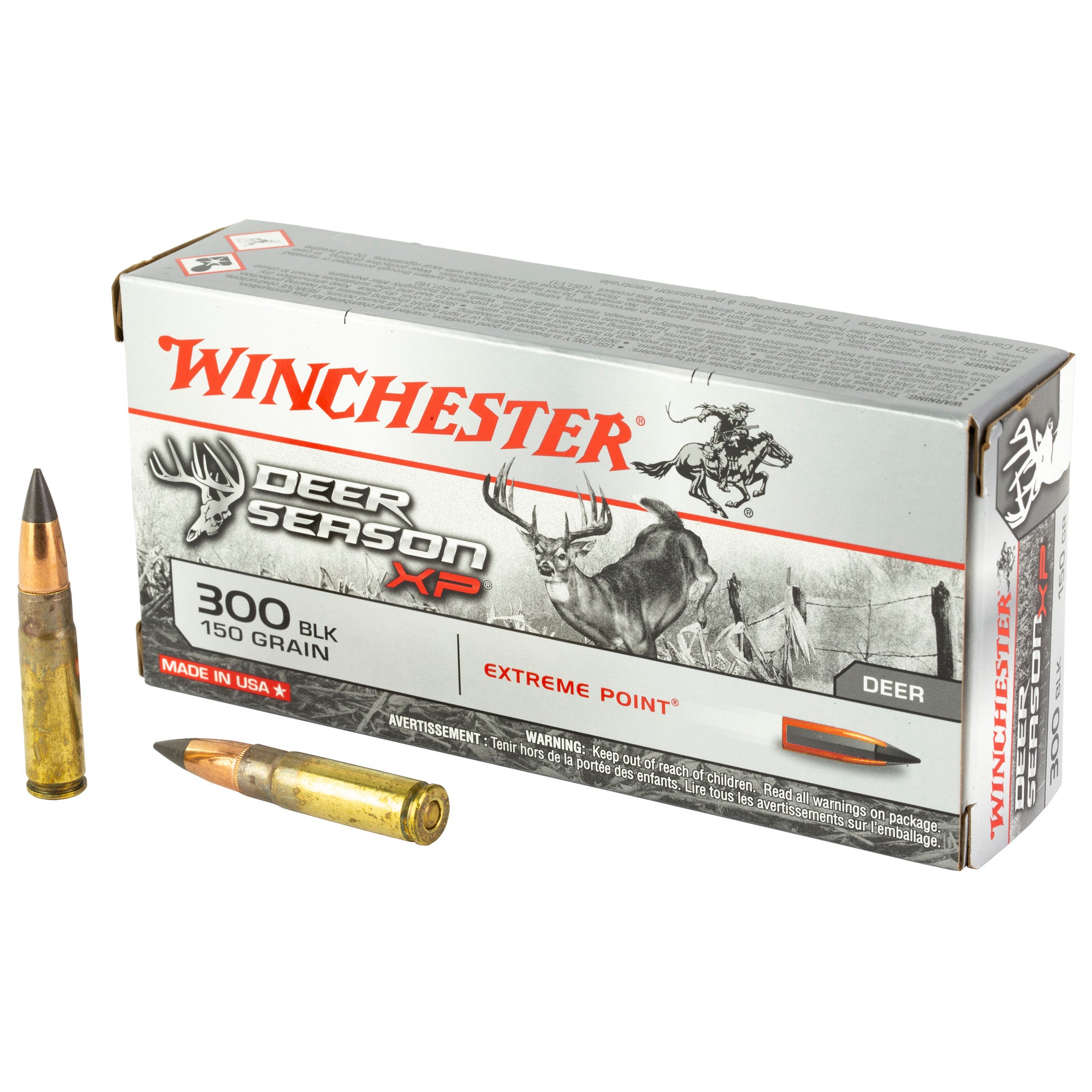 Winchester DEER SEASON XP Extreme Point 150 Grain .300 AAC Blackout 1900 fps 020892222670