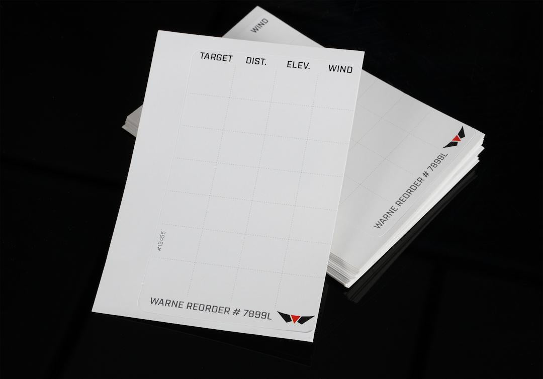 Warne Replacement Data Card Labels for Skyline Precision Scope Mount - 50 Pack