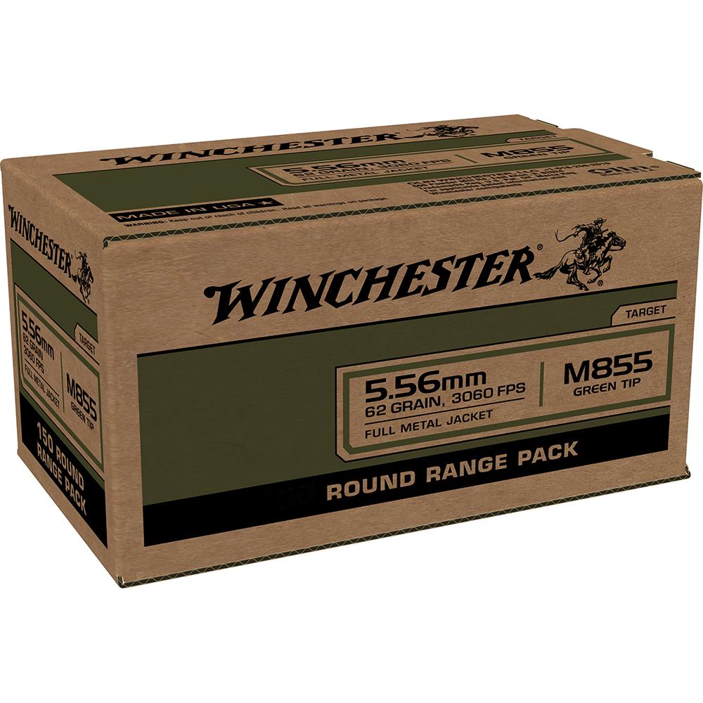 Winchester 5.56x45mm NATO M855 GREEN TIP 62 grain Full Metal Jacket ammunition