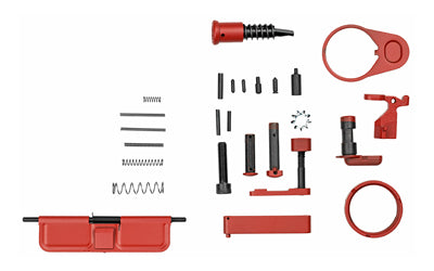 WMD AR-15 Red Accent Kit Ejection Port Cover Castle Nut Bolt Catch Safety Selector Mag Lever Takedown Pin Trigger Guard Buffer Retainer