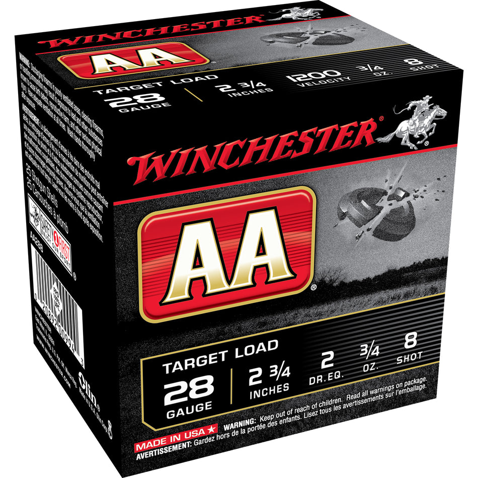 Winchester AA288 AA Target 28 Gauge 2.75" 3/4oz 8 Shot 1200 fps 020892009943