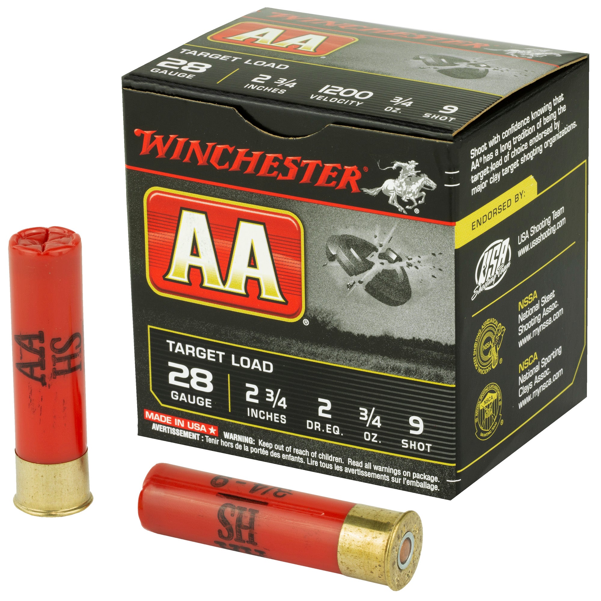 Winchester AA289 AA Target 28 Gauge 2.75" 3/4oz 9 Shot 1200 fps 020892004467