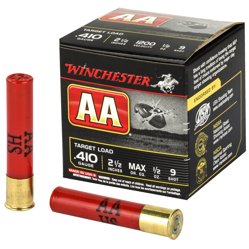 Winchester .410 Bore Shotgun Ammo AA Target 2.5 in 1/2 oz #9