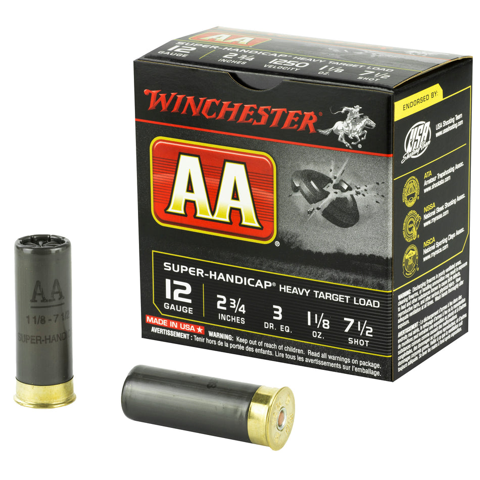 Winchester AAHA127 AA Super Handicap Heavy Target 12 Gauge 2.75" 1-1/8oz 7.5 Shot 1250 fps 020892014077