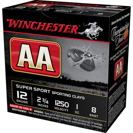Winchester AASC12508 AA Sporting Clay 12 Gauge 2.75" 1oz 8 Shot 1250 fps 020892026285
