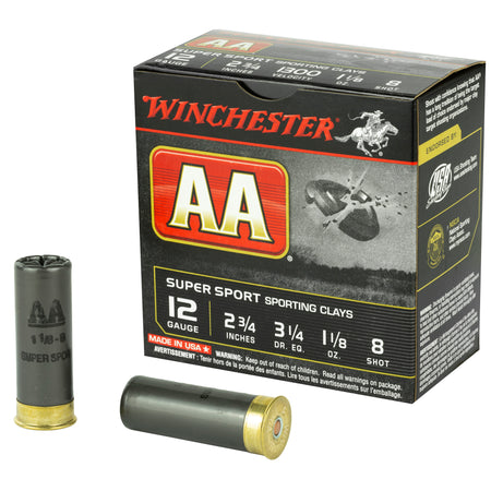 Winchester AASC128 AA Super Sport Sporting Clay 12 Gauge 2.75" 1-1/8oz 8 Shot 1300 fps 020892014015
