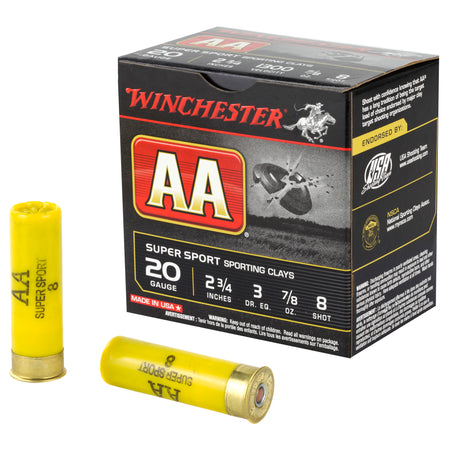 Winchester AASC208 AA Super Sport Sporting Clay 20 Gauge 2.75" 7/8oz 8 Shot 1300 fps 020892014909