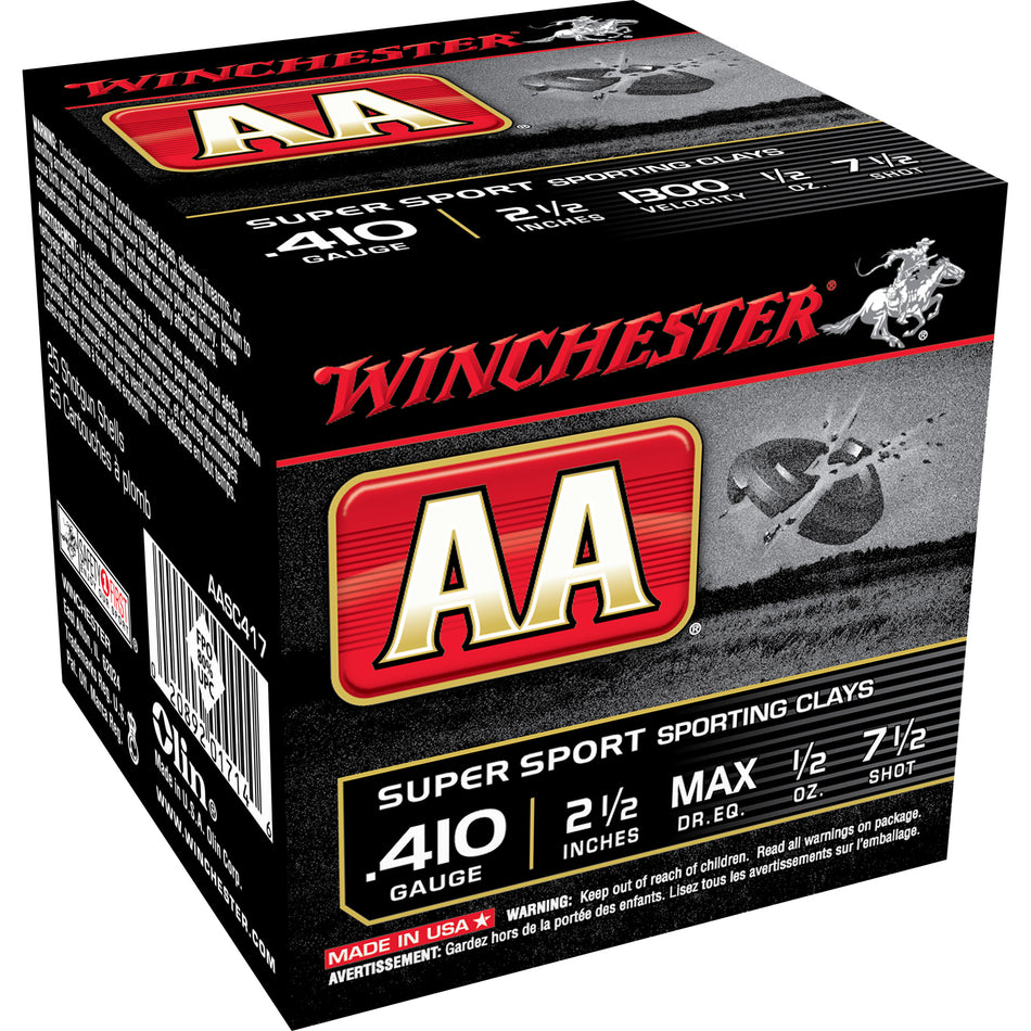 Winchester .410 Bore Shotgun Ammo AA Super Sport Sporting Clay 2.5 in 1/2 oz #7.5