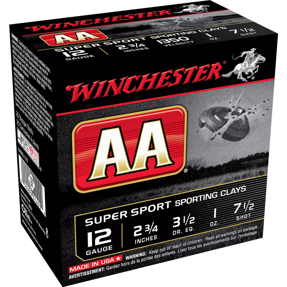 Winchester AASCL127 AA Super Sport Sporting Clay 12 Gauge 2.75" 1oz 7.5 Shot 1350 fps 020892014039