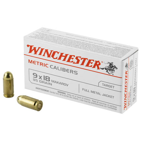 Winchester 9mm Makarov Metric 95 grain Full Metal Jacket ammunition