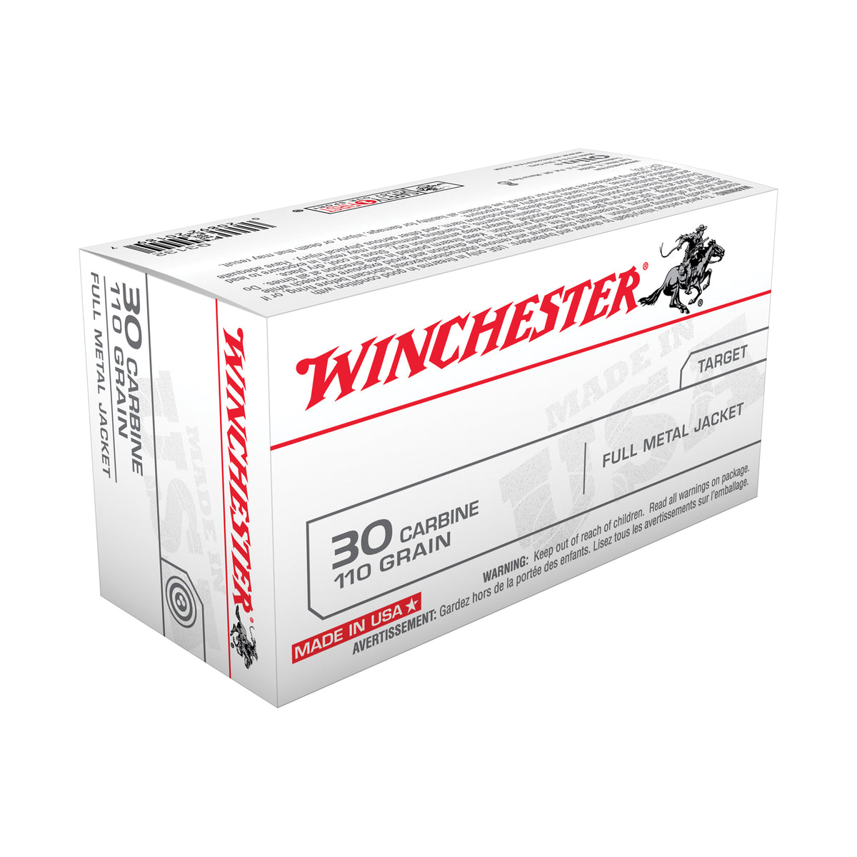 Winchester .30 Carbine USA 110 grain Full Metal Jacket ammunition