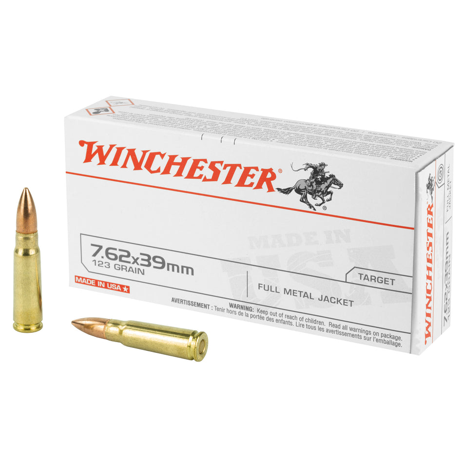Winchester USA Full Metal Jacket 123 Grain 7.62x39mm 2355 fps 020892201903