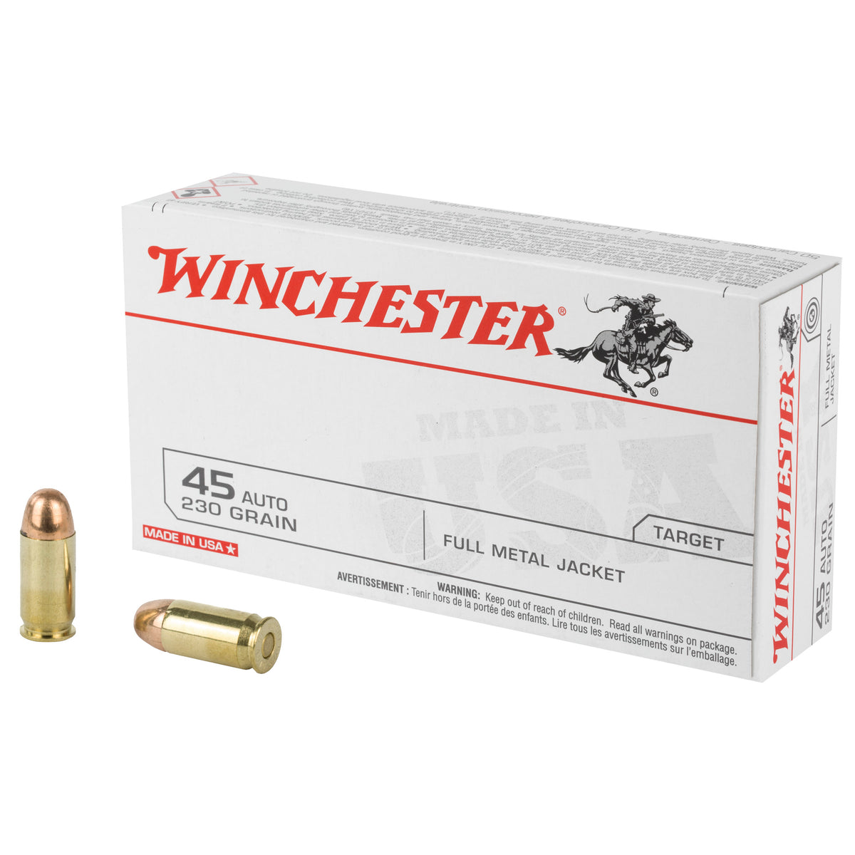 Winchester USA Full Metal Jacket 230 Grain .45 ACP/Auto 835 fps 020892201910