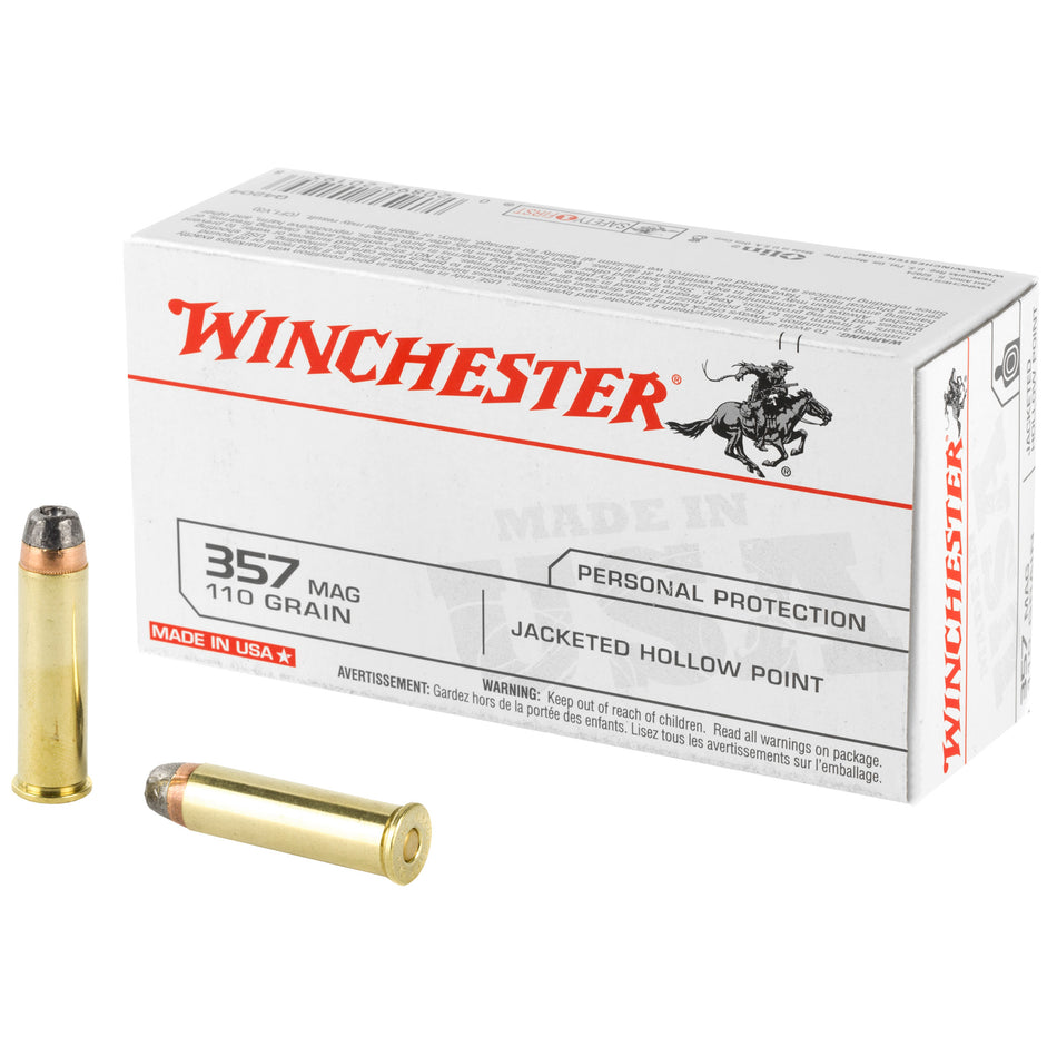 Winchester USA Jacketed Hollow Point 110 Grain .357 Magnum 1295 fps 020892201958