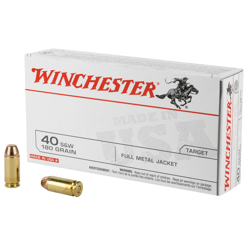 Winchester USA Full Metal Jacket 180 Grain .40 S&W 1020 fps 020892203006