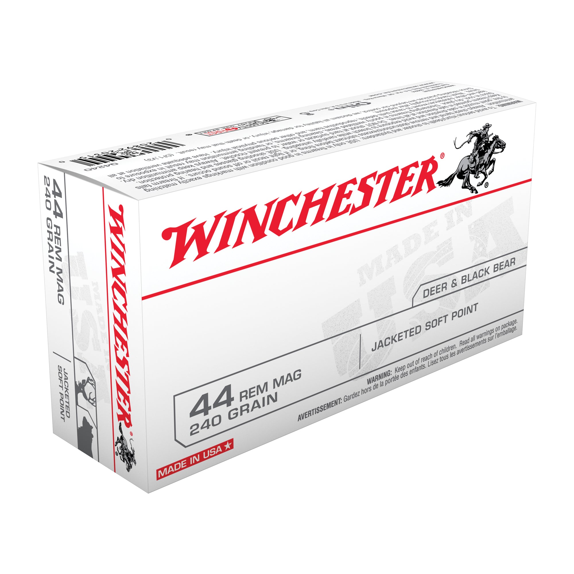 Winchester .44 Magnum USA 240 grain Jacketed Soft Point ammunition