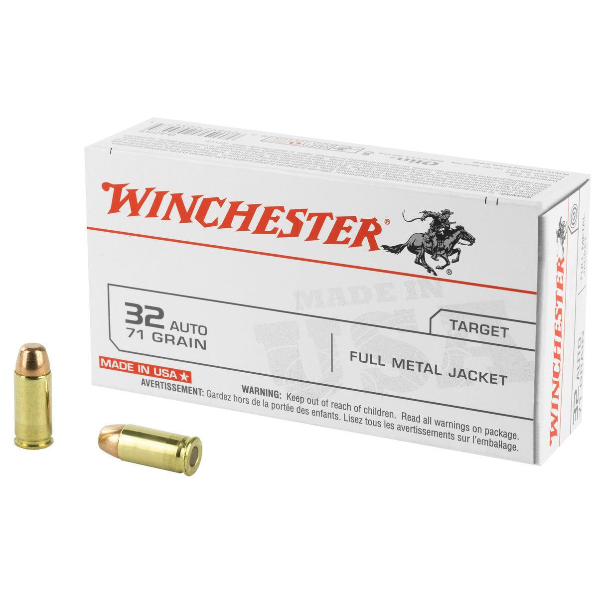 Winchester .32 ACP USA 71 grain Full Metal Jacket ammunition