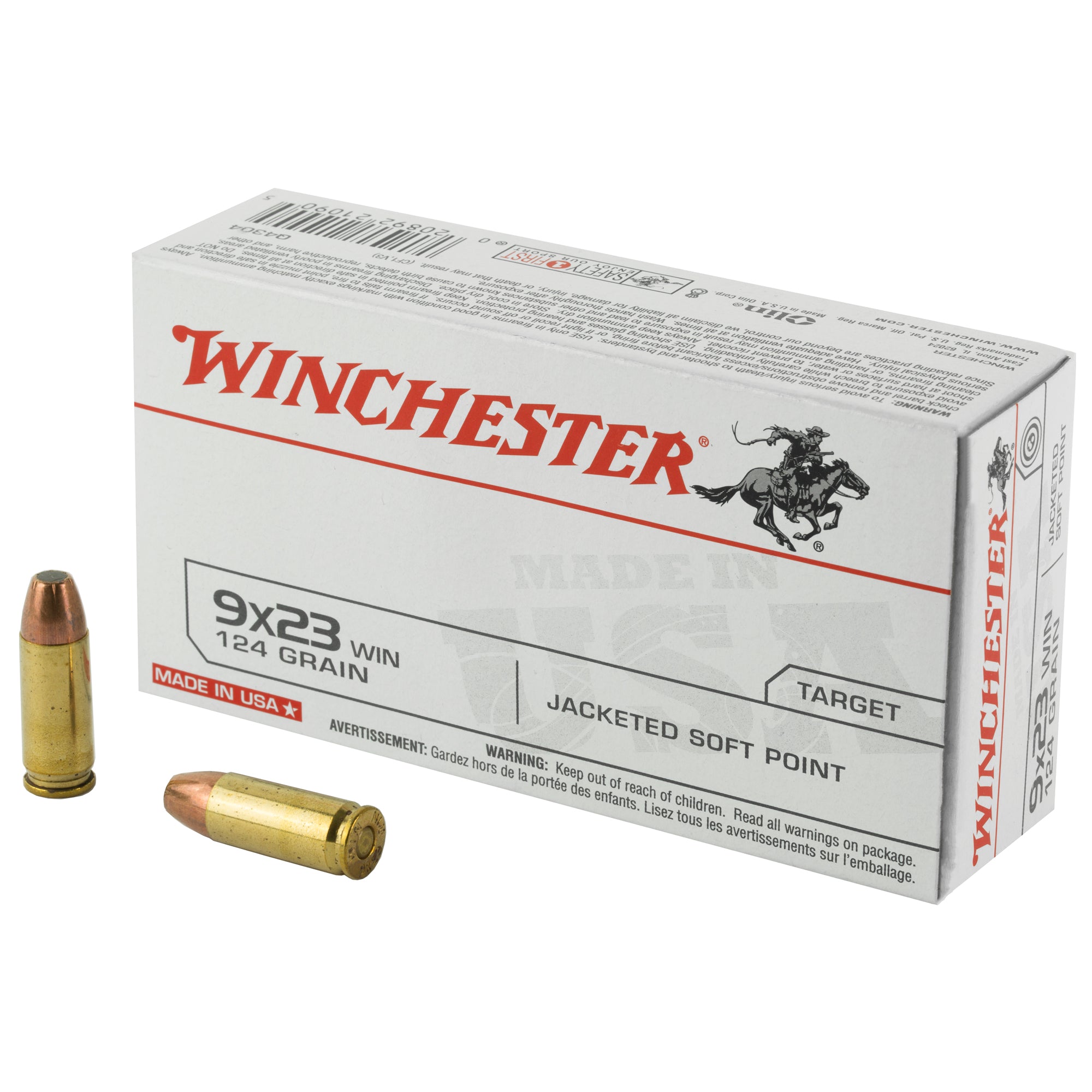 Winchester 9x23mm Winchester USA 124 grain Jacketed Soft Point ammunition