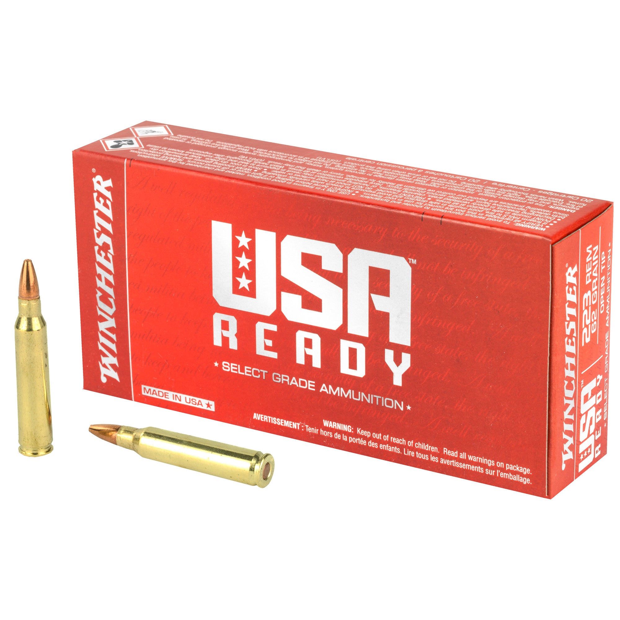 Winchester USA Ready Ready Open Tip Range 62 Grain .223 Remington 3065 fps 020892226548