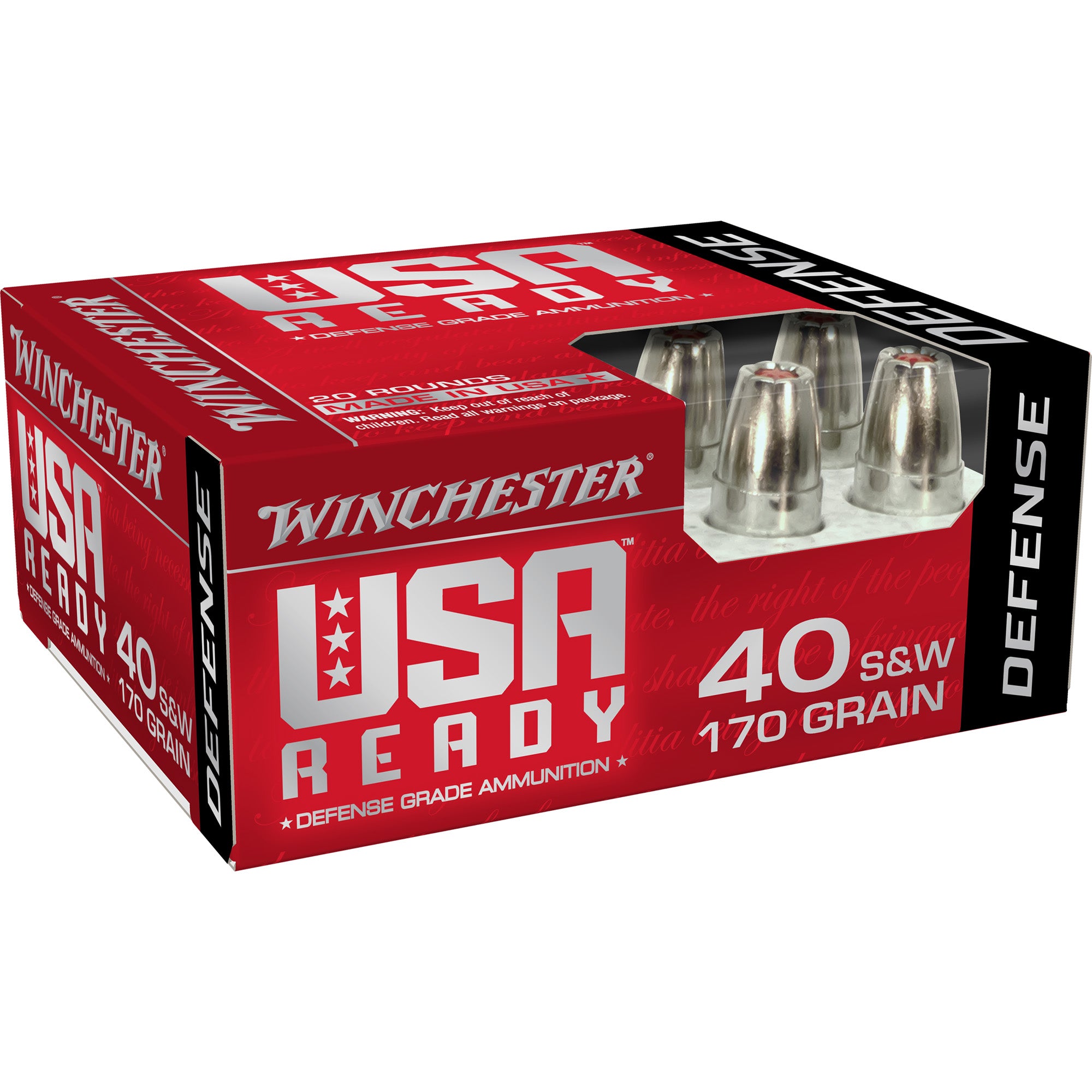 Winchester USA Ready Ready Hex Vent Hollow Point 170 Grain .40 S&W 1170 fps 020892230071