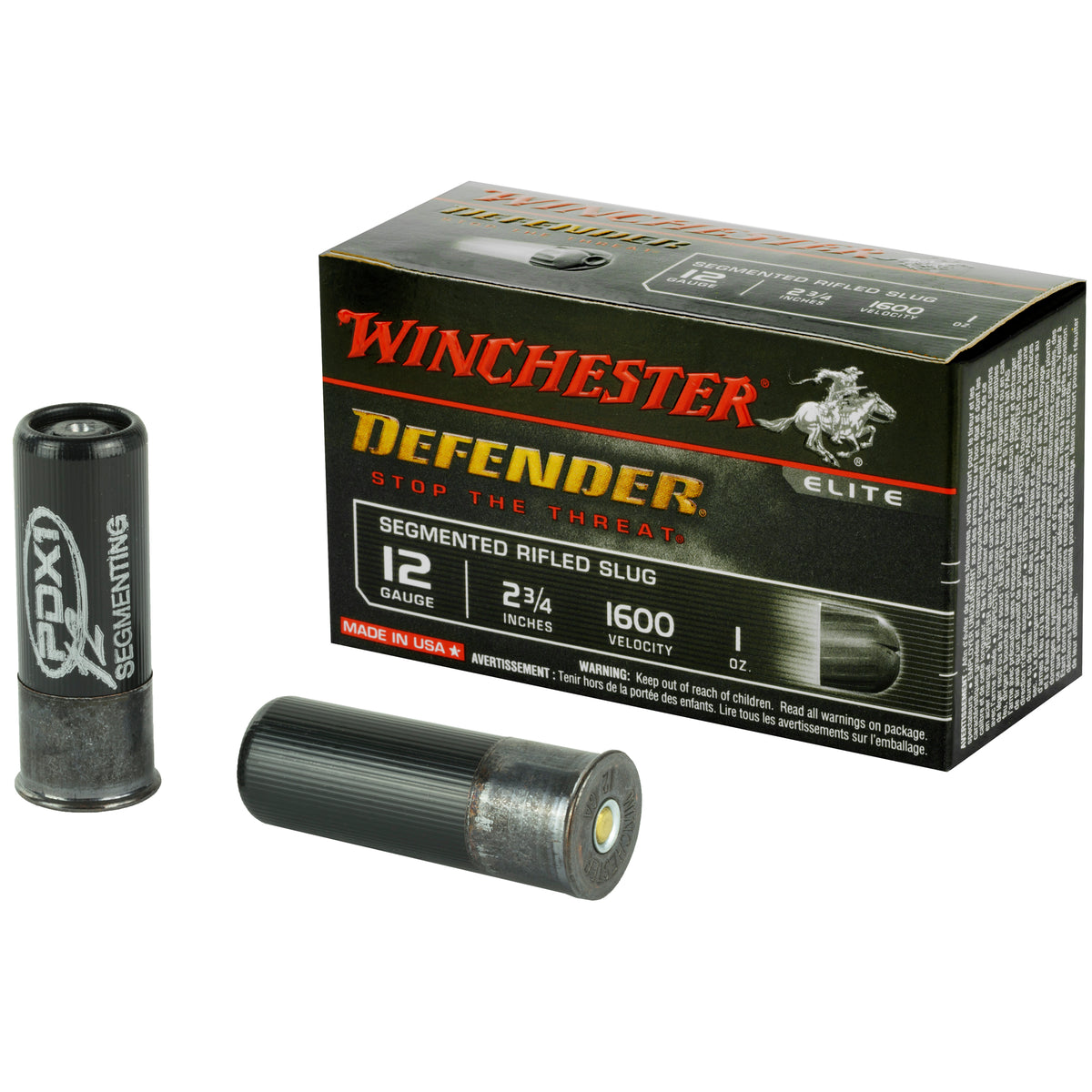 Winchester S12PDX1S PDX1 Defender PDX1 Defender 12 Gauge 2.75" 1oz Rifled Slug 1600 fps 020892020801