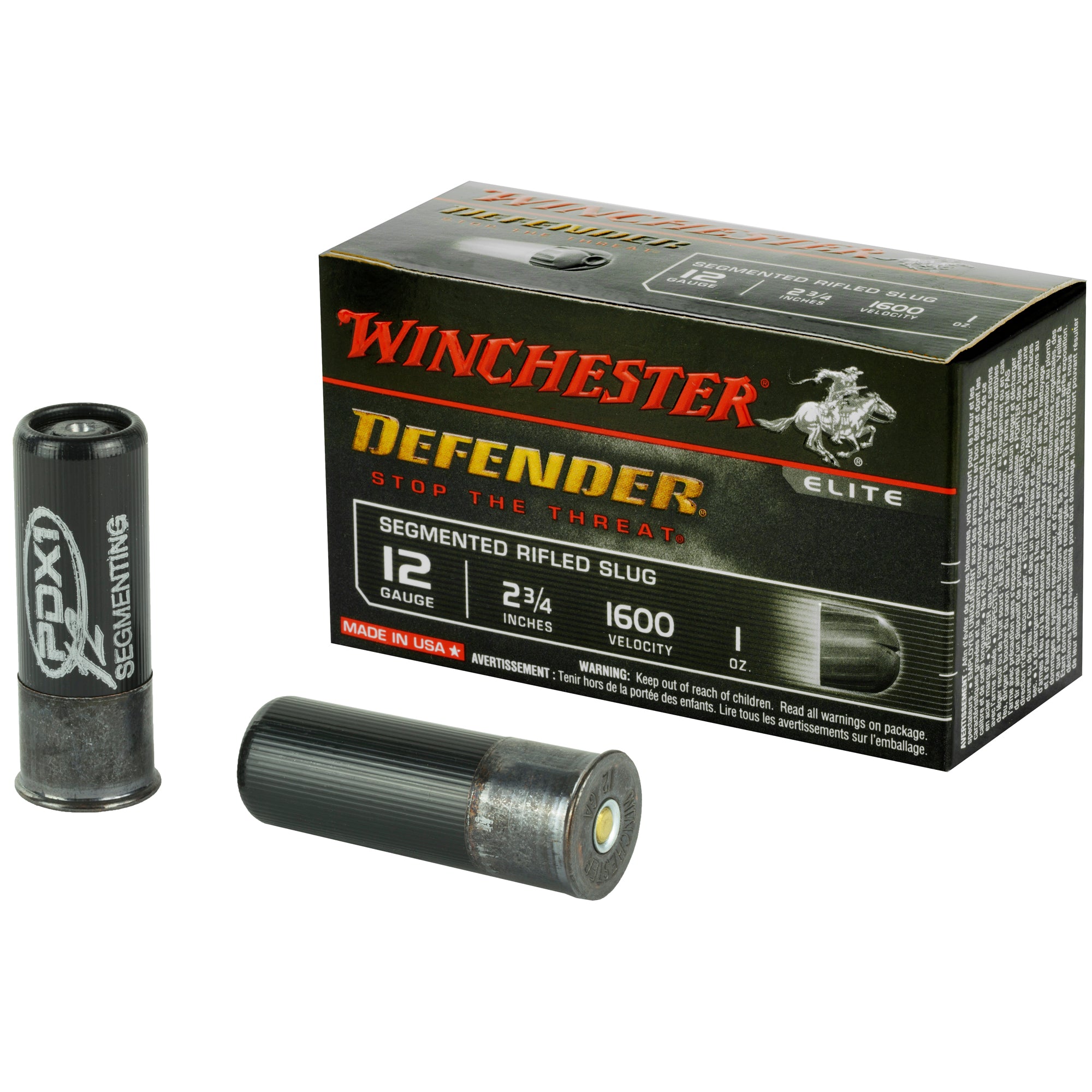 Winchester S12PDX1S PDX1 Defender PDX1 Defender 12 Gauge 2.75" 1oz Rifled Slug 1600 fps 020892020801