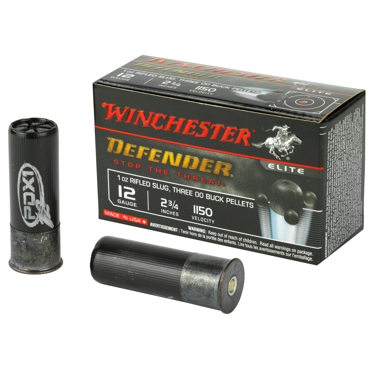 Winchester 12 Gauge Shotgun Ammo PDX1 Defender MULTI-DEFENSE Combo 3 Pellets / 1oz Rifled Slug + 00 Buck 2.75 in 1-3/8 oz Slug / Buckshot