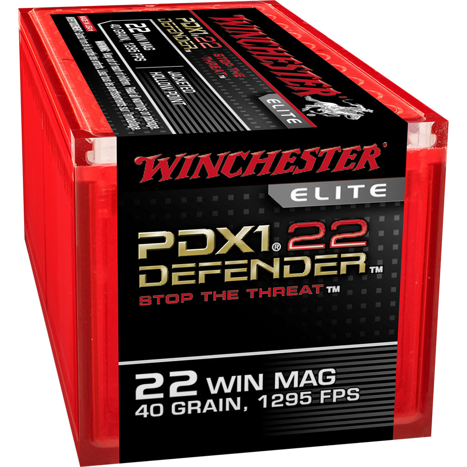 Winchester .22 Magnum / WMR PDX1 Defender 45 grain Jacketed Hollow Point ammunition