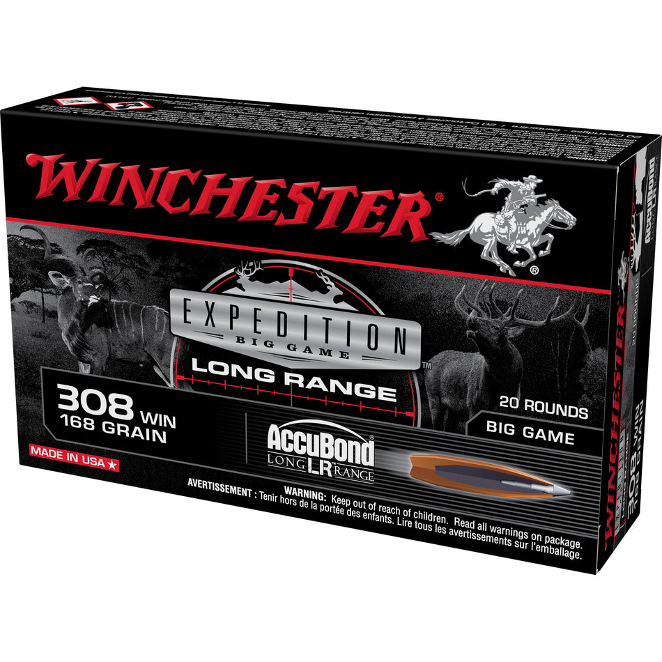 Winchester Expedition Big Game Nosler AccuBond Long-Range 168 Grain .308 Win / 7.62x51mm 2680 fps 020892229839