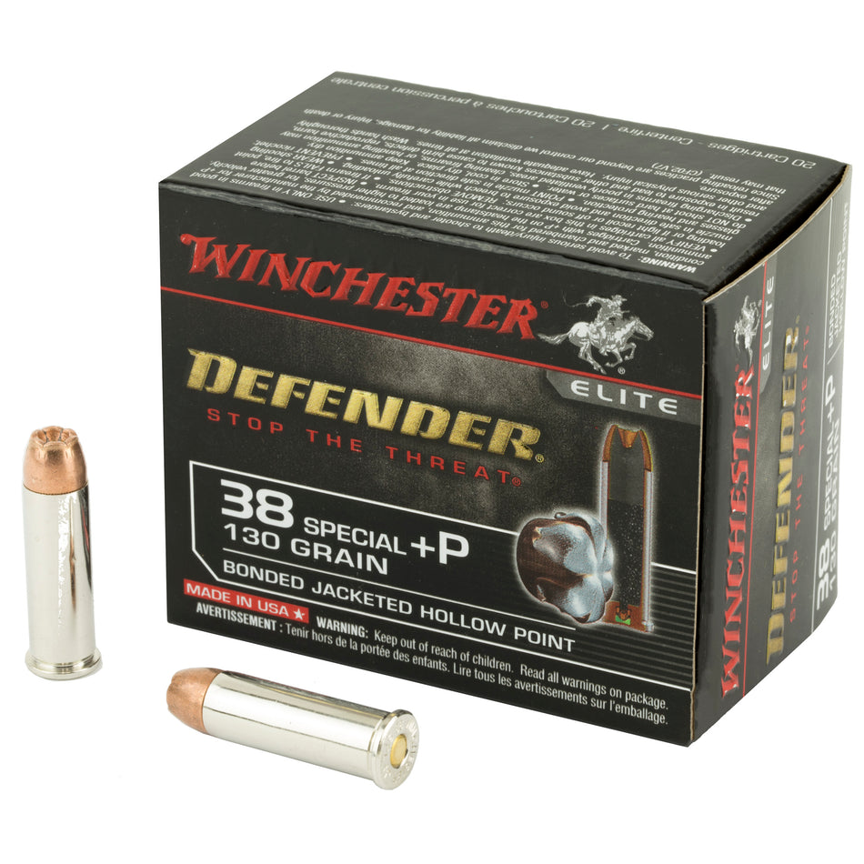Winchester PDX1 Defender +P Bonded Jacket Hollow Point 130 Grain .38 Special 950 fps 020892217911