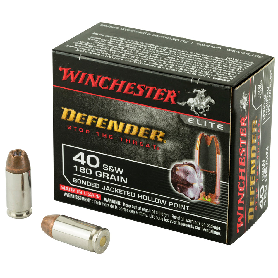 Winchester Defender Bonded Jacket Hollow Point 180 Grain .40 S&W 1140 fps 020892217874