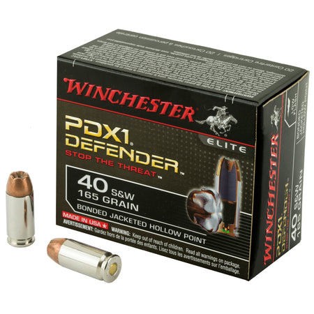 Winchester PDX1 Defender Bonded Jacket Hollow Point 165 Grain .40 S&W 1140 fps 020892217850