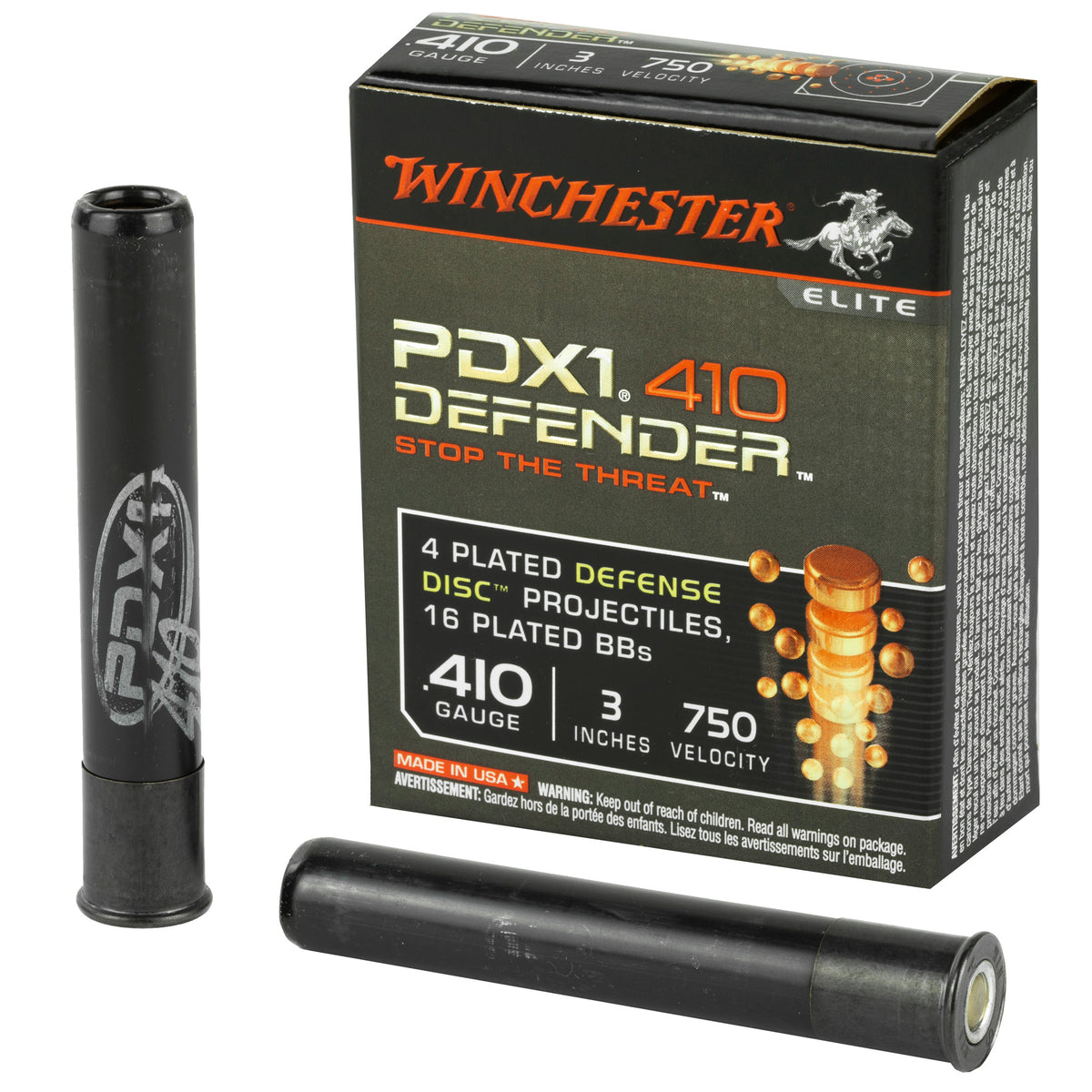 Winchester .410 Bore Shotgun Ammo PDX1 Defender 4 Defense Discs/16 BB Pellets Combo 3 in 1/3 oz Discs / BBs