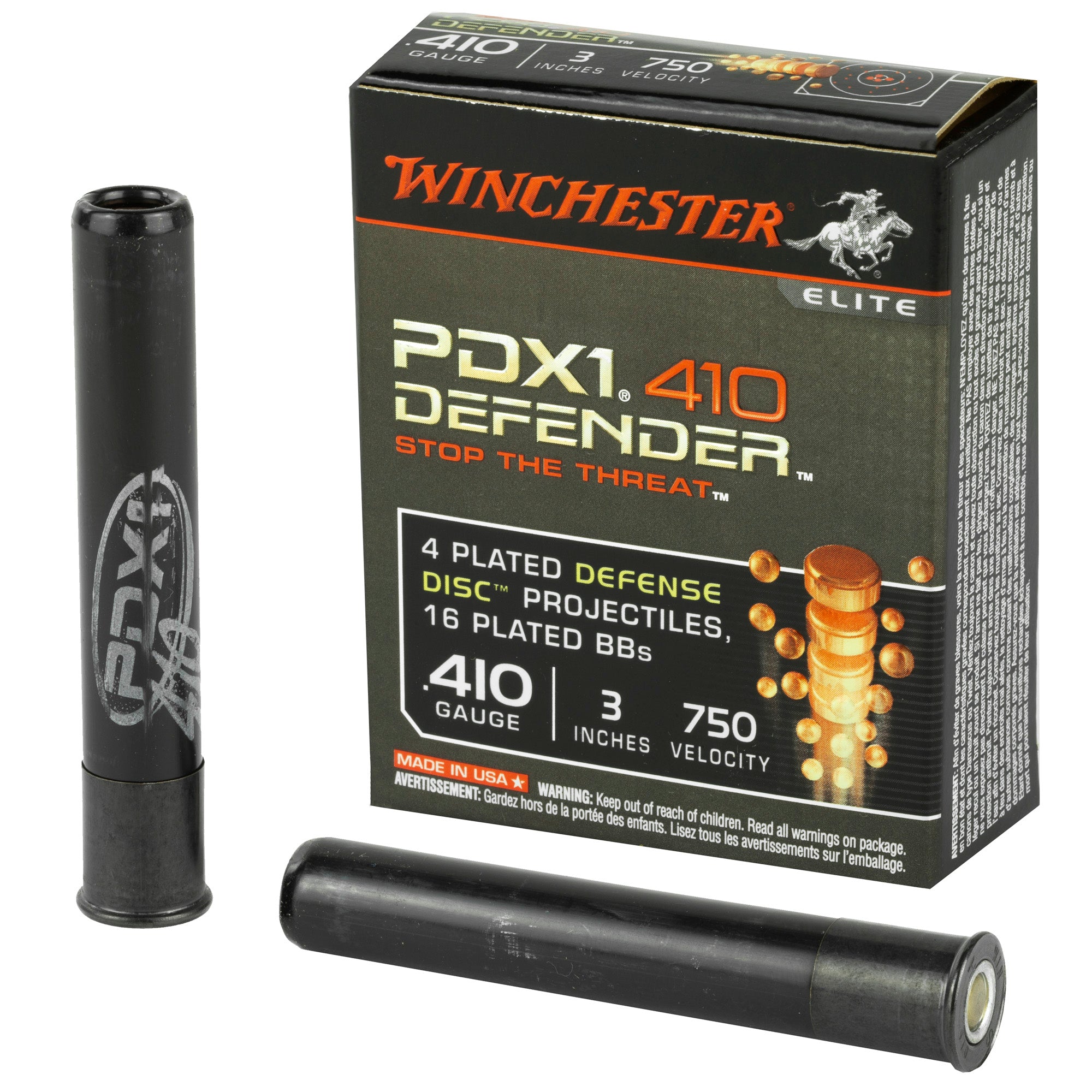 Winchester .410 Bore Shotgun Ammo PDX1 Defender 4 Defense Discs/16 BB Pellets Combo 3 in 1/3 oz Discs / BBs