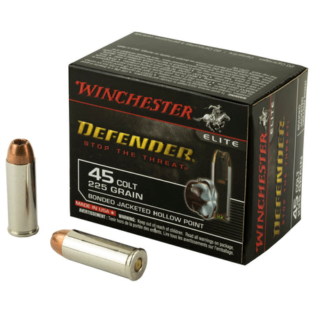 Winchester PDX1 Defender Elite Bonded Jacket Hollow Point 225 Grain .45 Long Colt 850 fps 020892218628